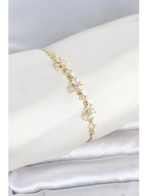 Renas Store Gold Renk Pirinç Kelebek Model Asansörlü Model Kadın Bileklik TJ-BB8540