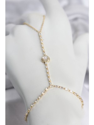Renas Store Gold Renk Pirinç Zirkon Taşlı Kalp Model Şahmeran TJ-SN783