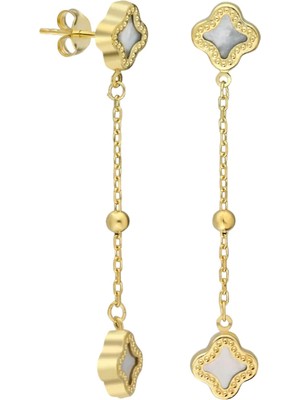 Eva Pırlanta Beyaz Yonca Küpe 717054 Gold
