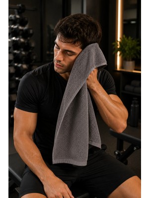 Modamina 4'lü %100 Pamuk Gri Spor Havlusu | 50X90 Fitness, Spa, Gym, Tenis, Boks Havlusu | Ter Emici, Yumuşak Doku