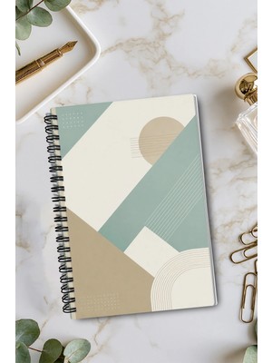 giftkonsept Modern ve Minimalist Blok Desenli 50 Yaprak 100 Sayfa Sprialli Defter