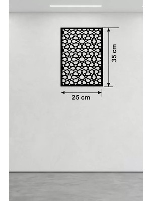 Renas Store Geometrik Yıldız Geçme Ahşap Duvar Tablosu - 25X35 cm Lazer Kesim Selçuklu Motifi