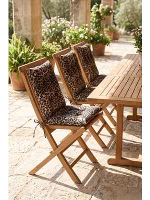 PH Prendi Home 6'lı Leopar Baskılı Bağcıklı Mutfak ve Bahçe Sandalye Minderi
