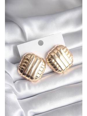 Belirtilmemiş Pirinç Gold Renk Işleme Detay Kadın Küpe
