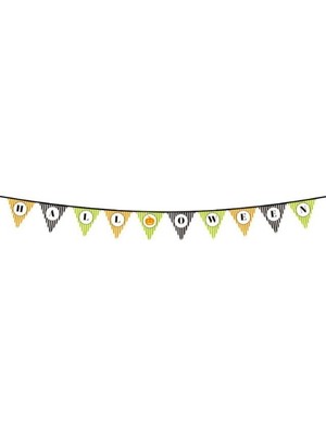 Renas Store Cadılar Bayramı Kabak Temalı Halloween Yazılı Banner Süs Flama 3 Metre