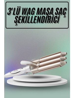 Renas Store Mey Ithalat® Saç Şekillendirici Wag Maşa Üçlü Yüksek Isı Ayarlı Seramik Kaplama