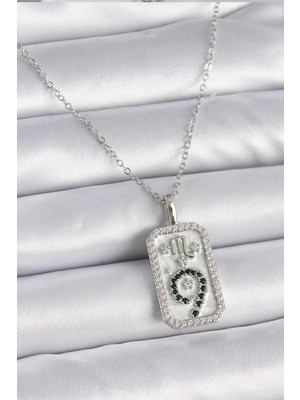 Renas Store 316L Çelik Gümüş Renk Zincir Akrep Burcu Zirkon Taşlı Kadın Kolye - TJ-BKO9453