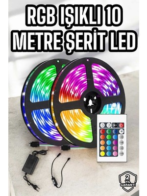 Renas Store Yeni Nesil Rgb Işıklı 10METRE Şerit LED Kumandalı Şarj Edilebilir