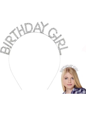 Renas Store Gümüş Kristal Taşlı Birthday Girl Doğum Günü Tacı Ithal Ürün A Kalite 17X16 cm