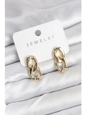 Renas Store Pirinç Gold Renk Zincir Model Kadın Küpe - TJ-BKP11233