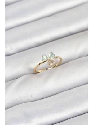Renas Store Pirinç Gold Renk Yonca Model Kadın Yüzük