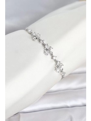 Renas Store Gümüş Renk Pirinç Kelebek Model Asansörlü Model Kadın Bileklik TJ-BB8539