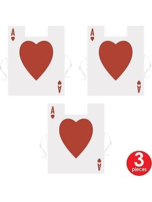 Bg Store Beistle Kırmızı/beyaz, Casino Parti Malzemeleri, Cadılar Bayramı ve Tiyatro Kostümleri, Fantasy Magic Land Kostüm Aksesuarları 3 Parça Plastik Kart Takım Yelekler