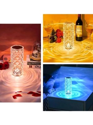 TeknoKapsül Masa ve Gece Lambası Şık ve Dayanıklı Sensörlü Şarjlı Kristal Lamba