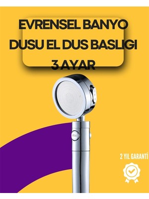 Renas Store Sağlam Metal Hortum Bağlantılı, 360° Hareketli Duş Başlığı