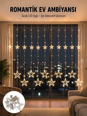 Renas Store Iç Mekan Uyumlu Yıldız Peri LED Perde 3x3 Metre Yeni Nesil