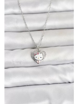 Renas Store 316L Çelik Zincir Gümüş Renk Kitty Model Kolye TJ-BKO11066