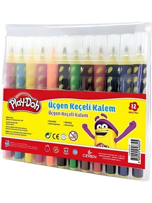 Renas Store Play-Doh 12 Renk Üçgen Fırça Uçlu Kalem Pp Kutu