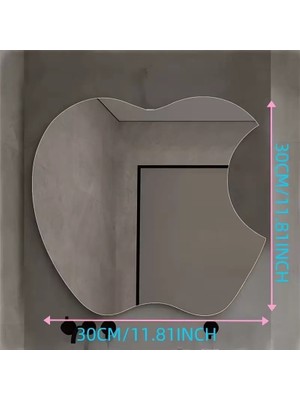 Renas Store Apple Tasarım Kırılmayan Pleksi Duvar Aynası - 30X30 cm Modern Dekoratif Ayna