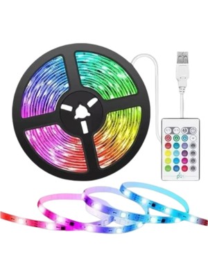 Astraltech Kumandalı Rgb Şerit LED 5 Metre Renk Değiştiren Dekoratif LED Işık
