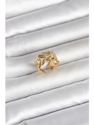 Renas Store 316L Çelik Gold Renk Başak Figür Kadın Yüzük - TJ-BYK4174