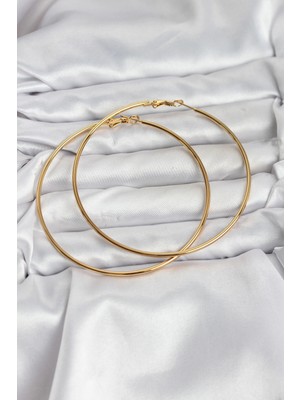 Renas Store 316L Çelik Gold Renk 75 mm Halka Küpe