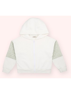 Panço Kız Çocuk Ekru Fermuarlı Sweatshirt