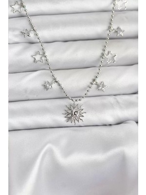 Renas Store Pirinç Gümüş Renk Güneş Model Kadın Kolye - TJ-BKO10655