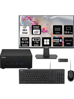 Asus Expertcenter PN64 Intel Core I3-1220P 96GB Ram 1tb SSD 23.8" Full Hd Monitör WIN11 Pro PN64-BB3012MDP643 Mini Masaüstü Bilgisayar + Per4 USB Bellek