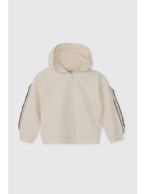 Panço Kız Bebek Fermuarlı Ekru Sweatshirt
