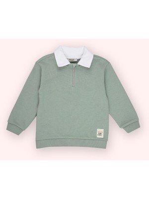 Panço Erkek Bebek Yaka Detaylı Yeşil Sweatshirt