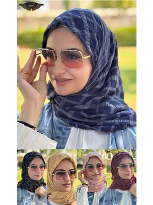 ALDAIYR 5 Jakarlı Pamuk Caz Eşarp 120X120 Pamuk