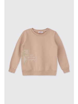 Panço Kız Çocuk Taş Sweatshirt