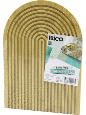 Renas Store Yarım Daire  Çift Taraflı=düz - Kanallı Ahşap Bambu Sunum Tepsi 22X32CM (5528)