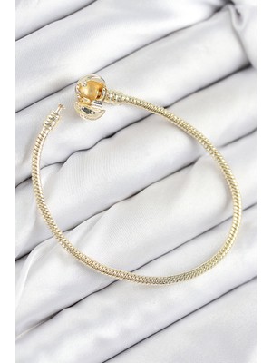 Kap Kaç Pirinç Charm Topcuk Model Gold Renk Kadın Bileklik