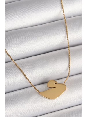 Renas Store 316L Çelik Gold Renk Zincir Kuğu Model Kadın Kolye - TJ-BKO9873