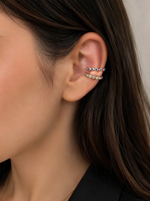 Alsem Store Gümüş Kaplama Nazar Boncuklu Taşlı Earcuff Küpe – Gold Kaplama Kıkırdak Küpe