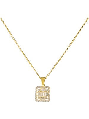 Eva Pırlanta Baget Kare Kolye 718000 Gold