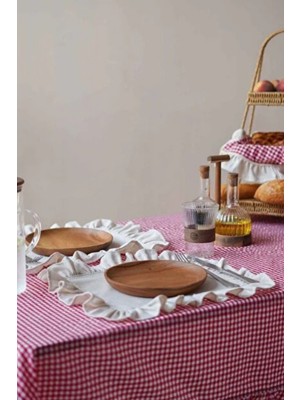 Kai Home 2li Ham Keten Fırfır Detaylı Amerikan Servis/ Supla 40CM