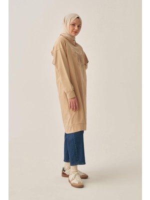 Allday  Bej Pamuklu Dik Yakalı Tunik
