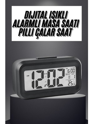 Renas Store Gece Dijital Masa Saati Dijital Alarmlı LED Ekran Pilli Çalar Saat