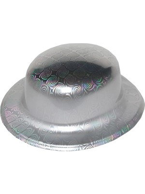 Renas Store Gümüş Renk Hologramlı Plastik Yuvarlak Melon 27X24 cm