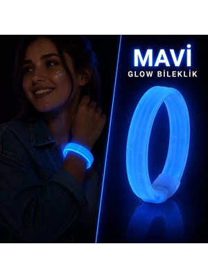 Renas Store Mavi Kalın Glow Bileklik – Kırılarak Yanan Parti ve Festival Bilekliği