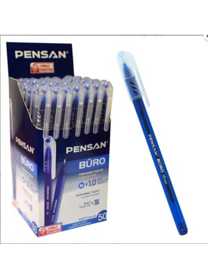 Pensan Tükenmez Kalem 50 Adet Mavi Renk 1.0mm Büro Tipi Ballpoint Büro Tükenmez Kalem 50 Adet Mavi R