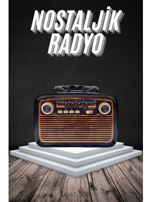 Renas Store Eskitme Nostalji Tasarımlı Bluetoothlu Nostalji Radyo Ahşap Nostaljik Görünümlü