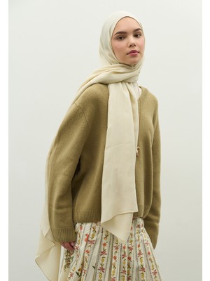 Fresh Scarfs Nara Pamuk Floş Jakarlı Şal Bej