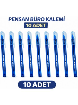 TeknoKapsül Pensan Büro Tükenmez Kalem 1.0 mm Mavi 10 Adet