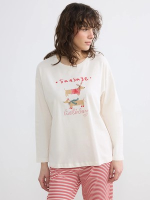 Lc Waikiki Yeni Sezon Bisiklet Yaka Yılbaşı Temalı Kadın Pijama Takım