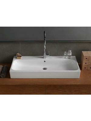 MarkEntegra Etajerli 100 cm Boyutunda Turkuaz Seramik Lavabo