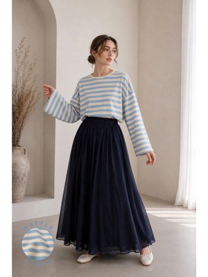 herkesemoda Çizgili Waffle Kumaş Kadın Body